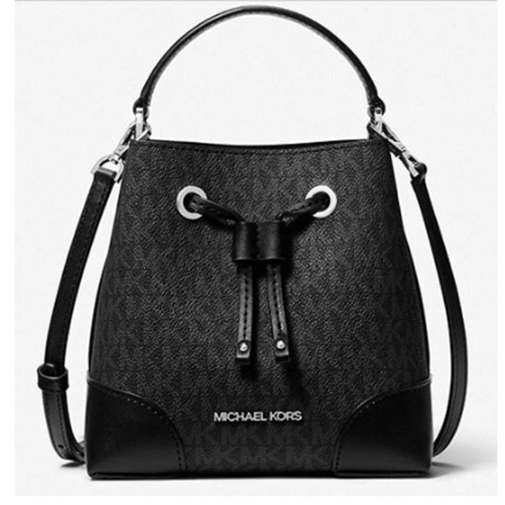 MICHAEL MICHAEL KORS Signature Logo Print‎ Canvas Bucket Shoulder Bag $398